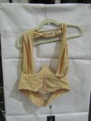 2x Pretty Little Thing Oatmeal Linen Look Cross Front Corset- Size 14, New & Packaged.