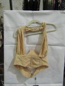 2x Pretty Little Thing Oatmeal Linen Look Cross Front Corset- Size 16, New & Packaged.