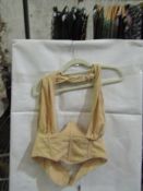 2x Pretty Little Thing Oatmeal Linen Look Cross Front Corset- Size 12, New & Packaged.
