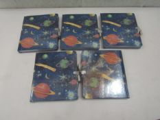 5x Peaceable Kingdom - Deep Space Glow-In-The-Dark Lockable Diary - New & Packaged