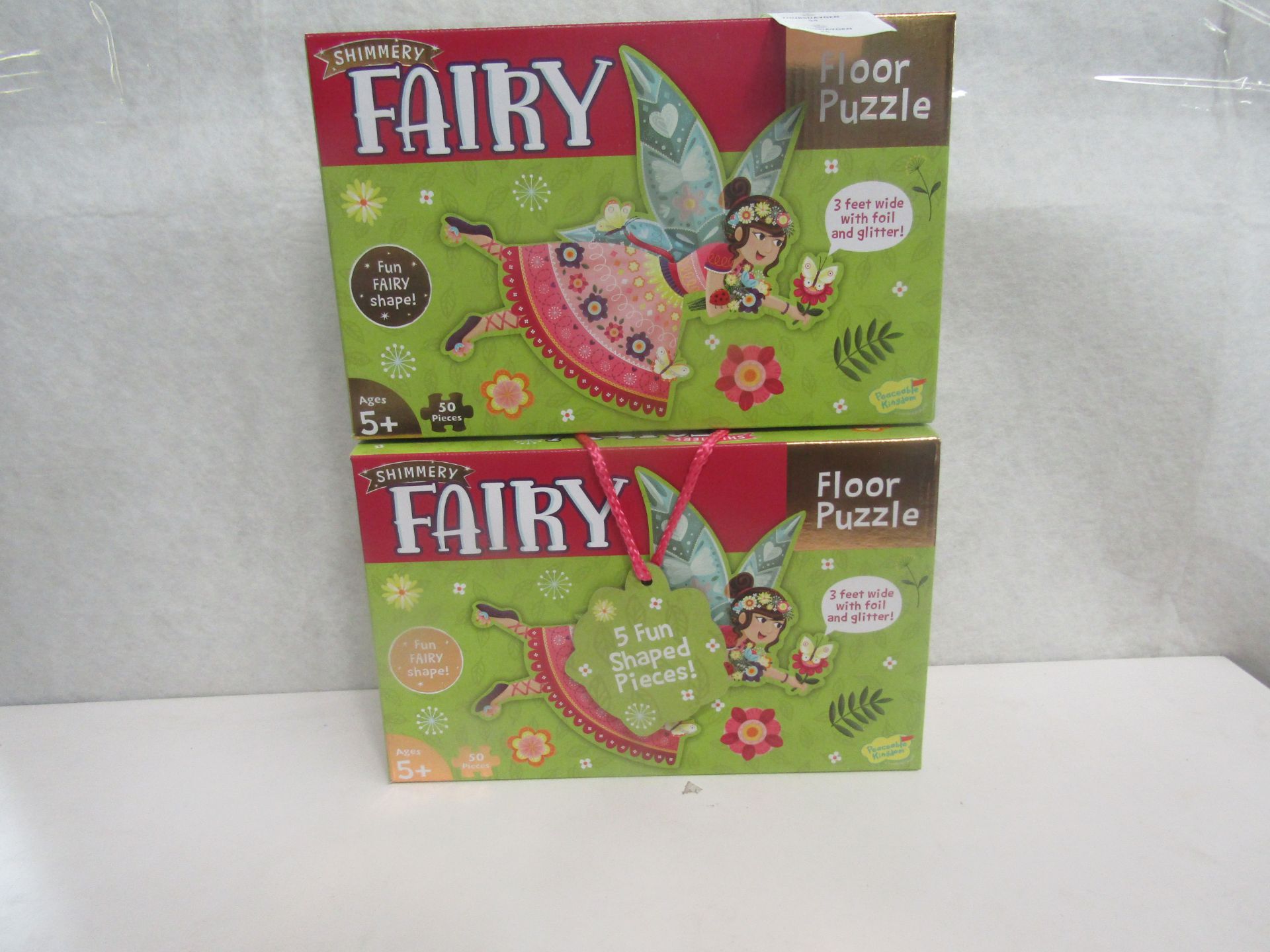 2x Peaceable Kingdom - 50pc Shimmery Fairy Floor Puzzle - New.