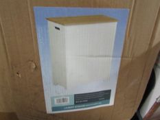 White With Bamboo Top Woodenm Laundry Basket 50x30x60cm - Unchecked & Boxed.