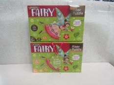 2x Peaceable Kingdom - 50pc Shimmery Fairy Floor Puzzle - New.