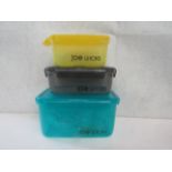 Joe Wicks - Set of 3 4-Sided Locking Food Containers ( 630ml + 920ml + 2400ml ) - Unused &