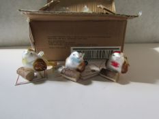 144x Botanical Christmas Bird Glass Baubles - Boxed.