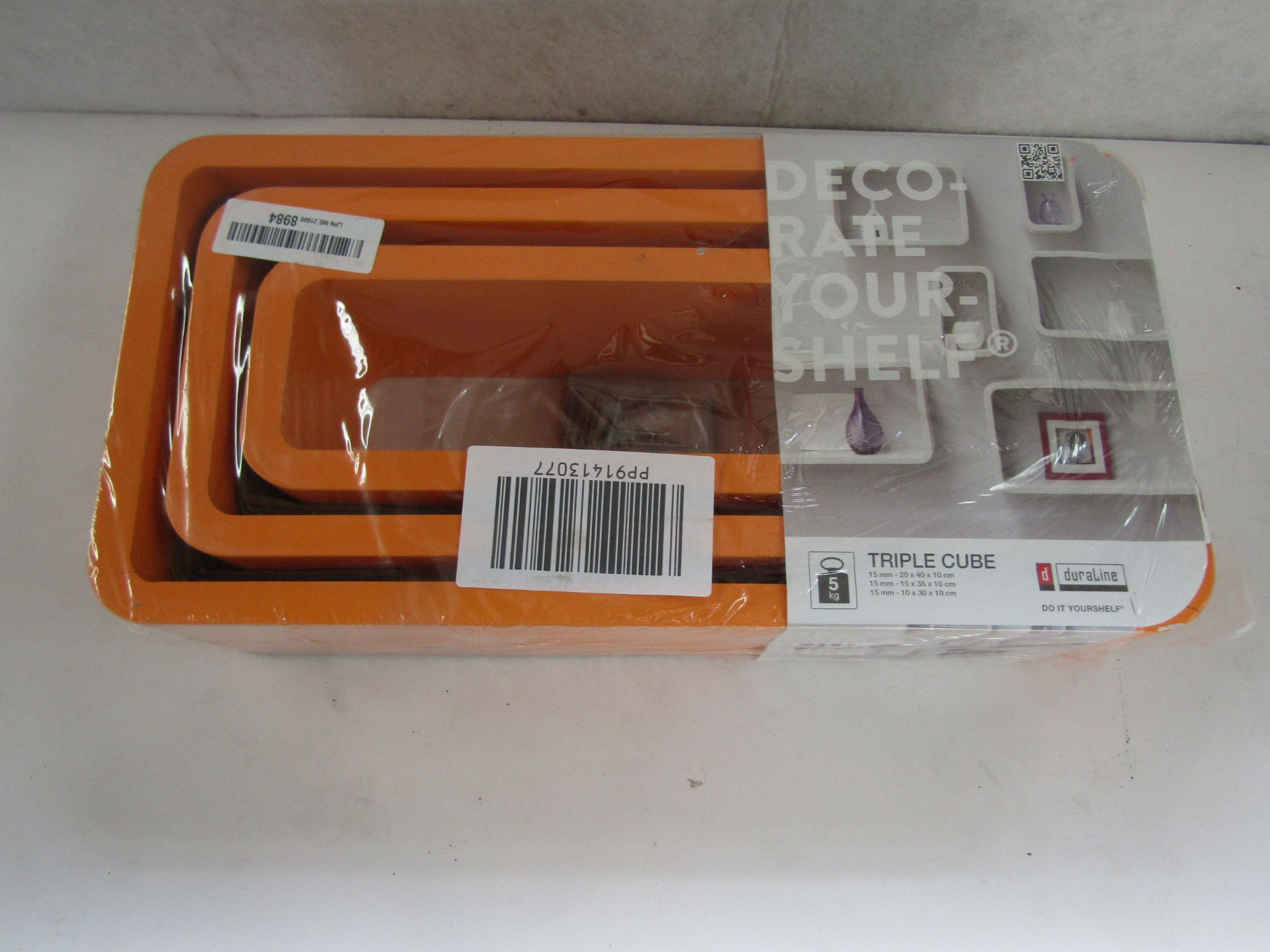 Duraline - Orange Set of 3 Cube Shelves - Packaged.