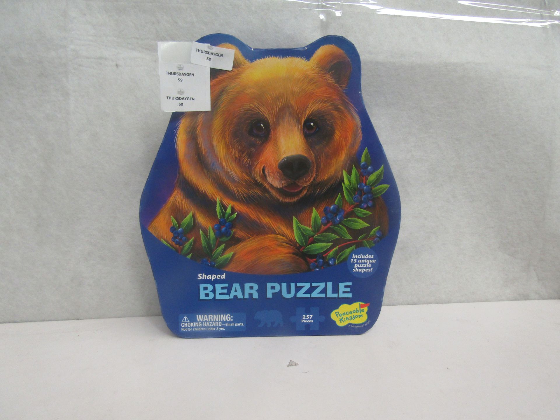 2x Peaceable Kingdom - 257pc Bear Shaped Puzzle - New.