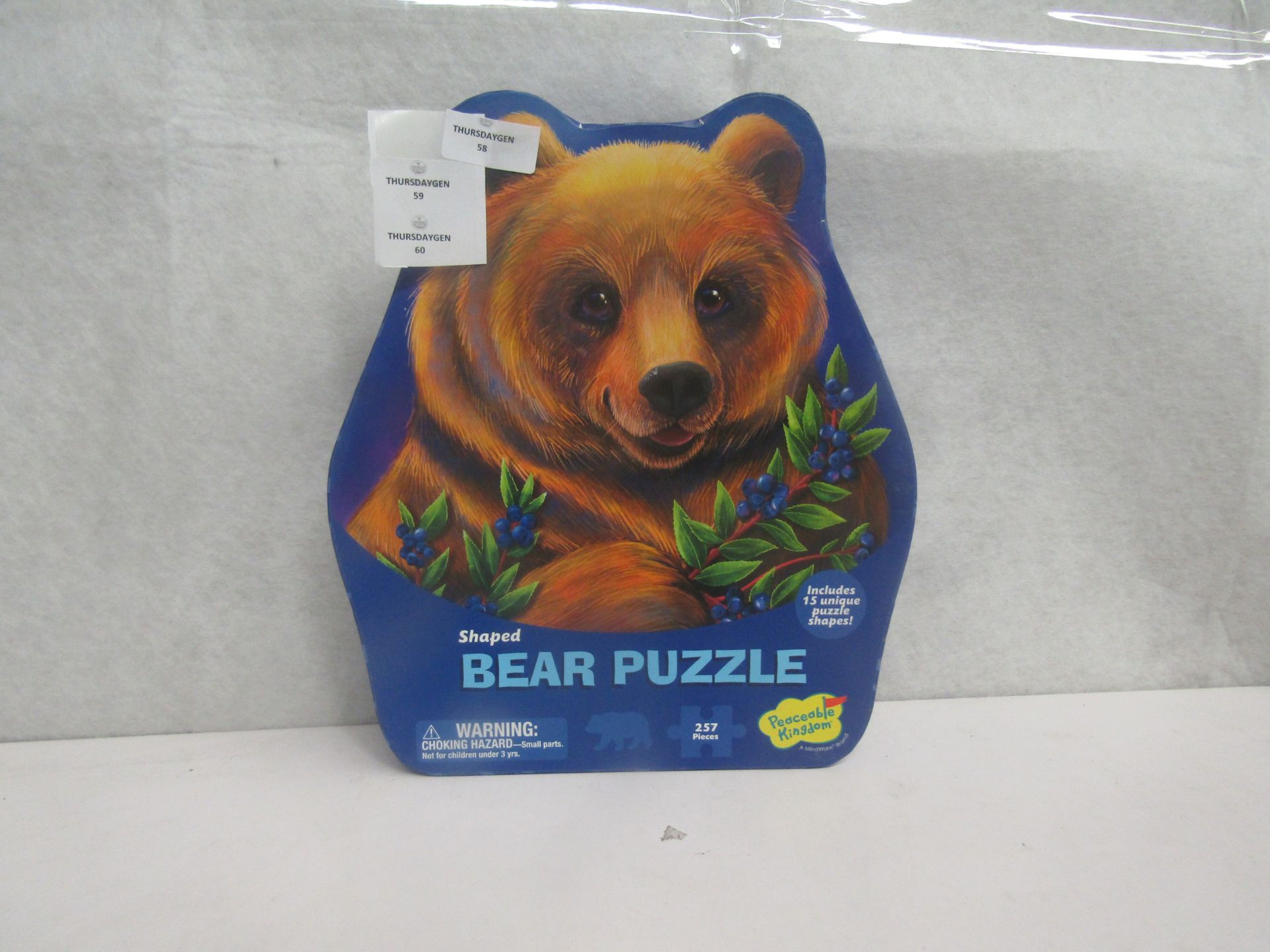 6x Peaceable Kingdom - 257pc Bear Shaped Puzzle - New.