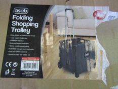 Asab Folding Shopping Trolly, Black With 35KG Capacity - Unchecked & Boxed.