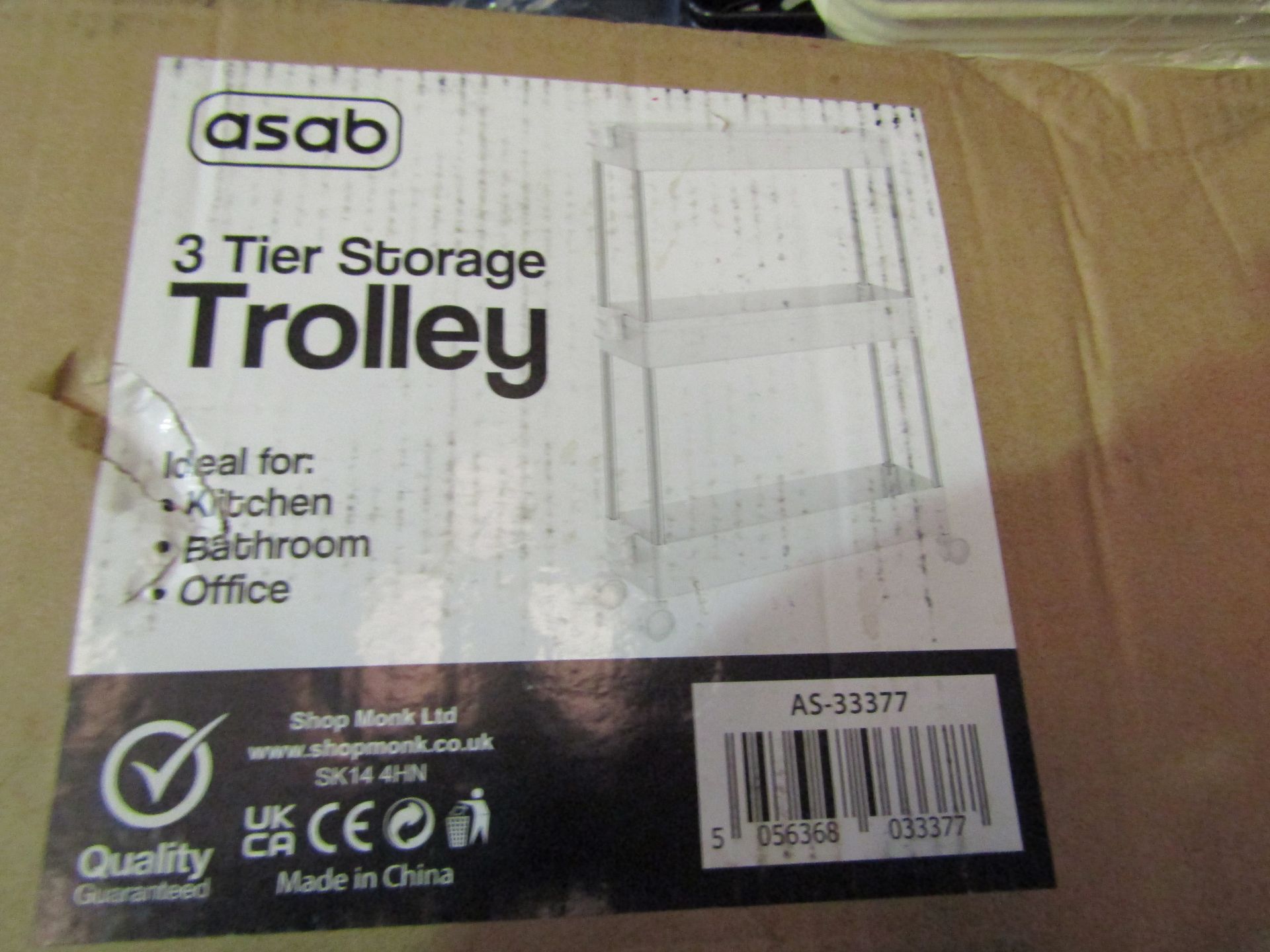 Asab 3-Tier Storage Trolley - Unchecked & Boxed.