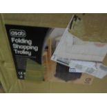 Asab Folding Shopping Trolly, Black With 35KG Capacity - Unchecked & Boxed.