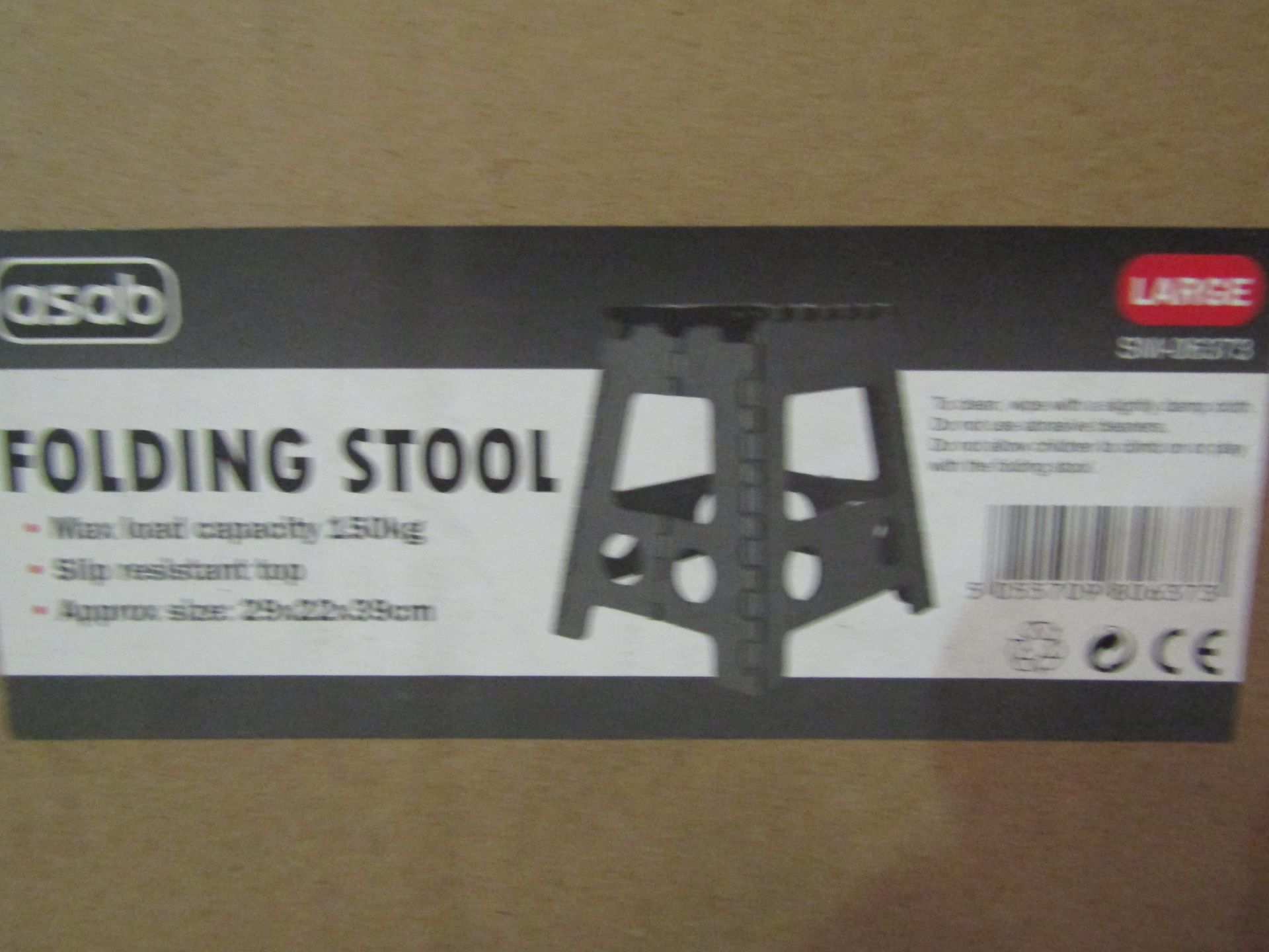 Asab Folding Stool, Max Load Capacity 150kg - Unchecked & Boxed.