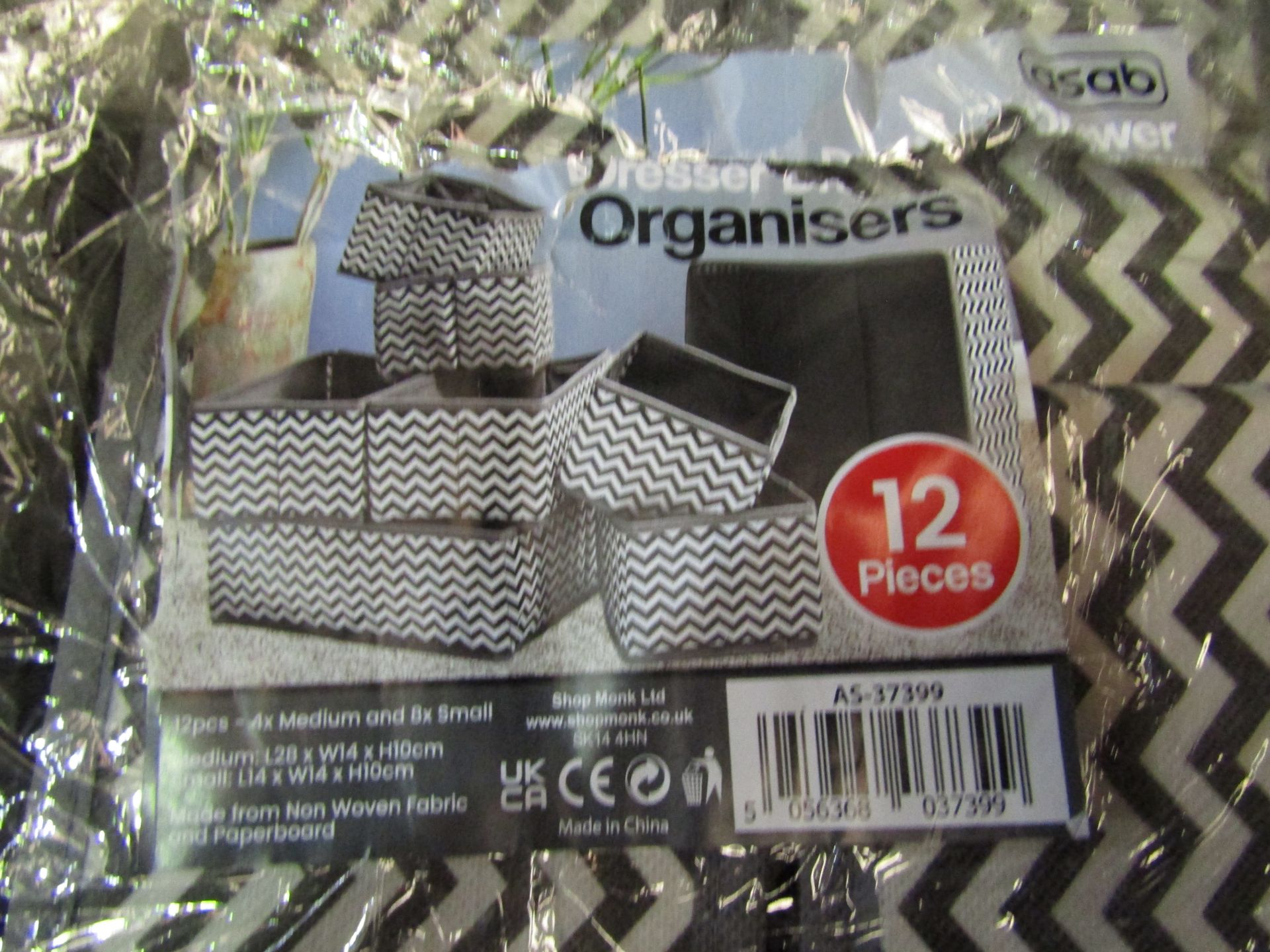 Asab 12-Piece Dresser Drawer Organisers - 4x Medium & 8x Small - Good Condition & Packaged.