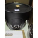 Large Metal Ash Bin With Lid & Handle - Good Condition.