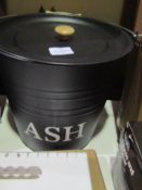 Large Metal Ash Bin With Lid & Handle - Good Condition.
