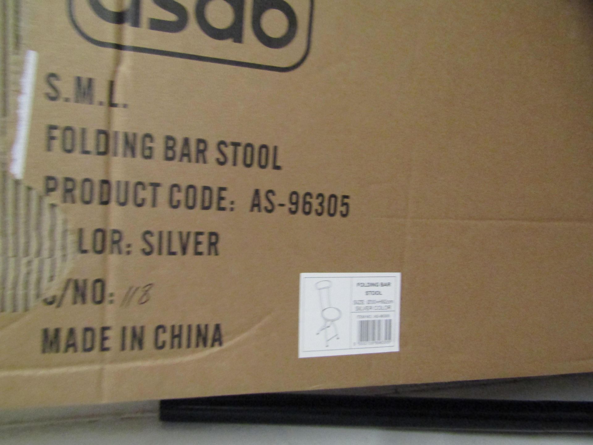 Asab Folding Bar Stools, Silver, Unchecked & Boxed.