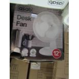 Asab Oscillating Desk Fan - Unchecked & Box Slightly Damaged.