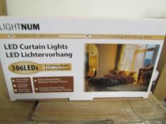 Lightnum LED Curtain Lights 8 Lightning Modes, Unchecked & Boxed.