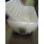 6x Crystal Clear Sorage Boxes With 4 Lids - Fairly Good Condition.