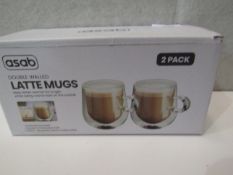 Asab 2-Pack Double Walled Latte Mugs - Unchecked & Boxed.