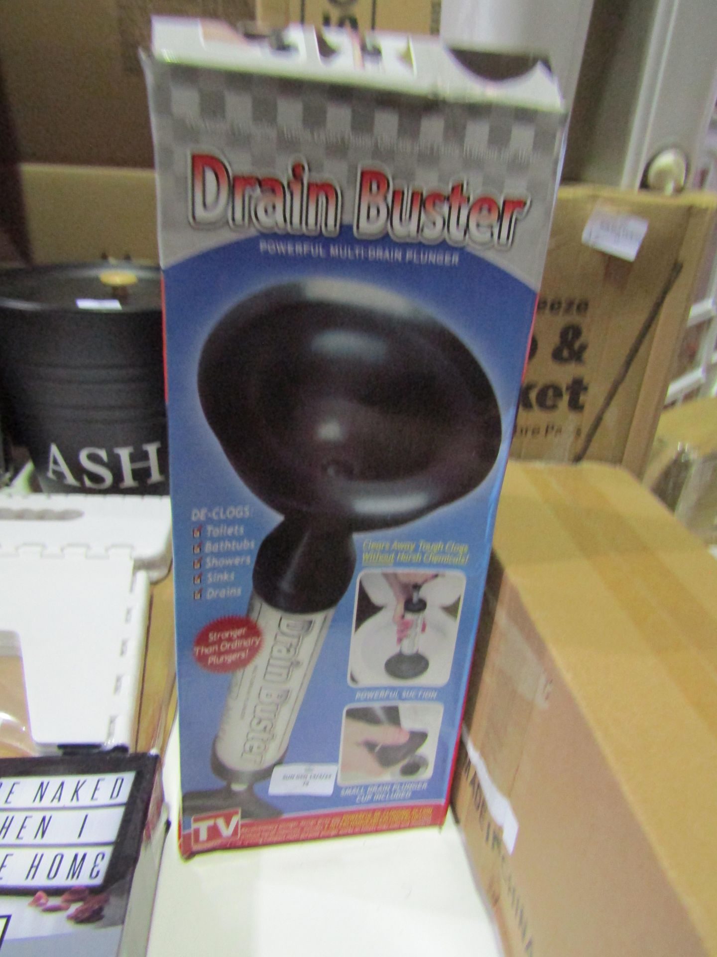 Drain Buster Powerful Multi-Drain Plunger - Unchecked & Boxed.