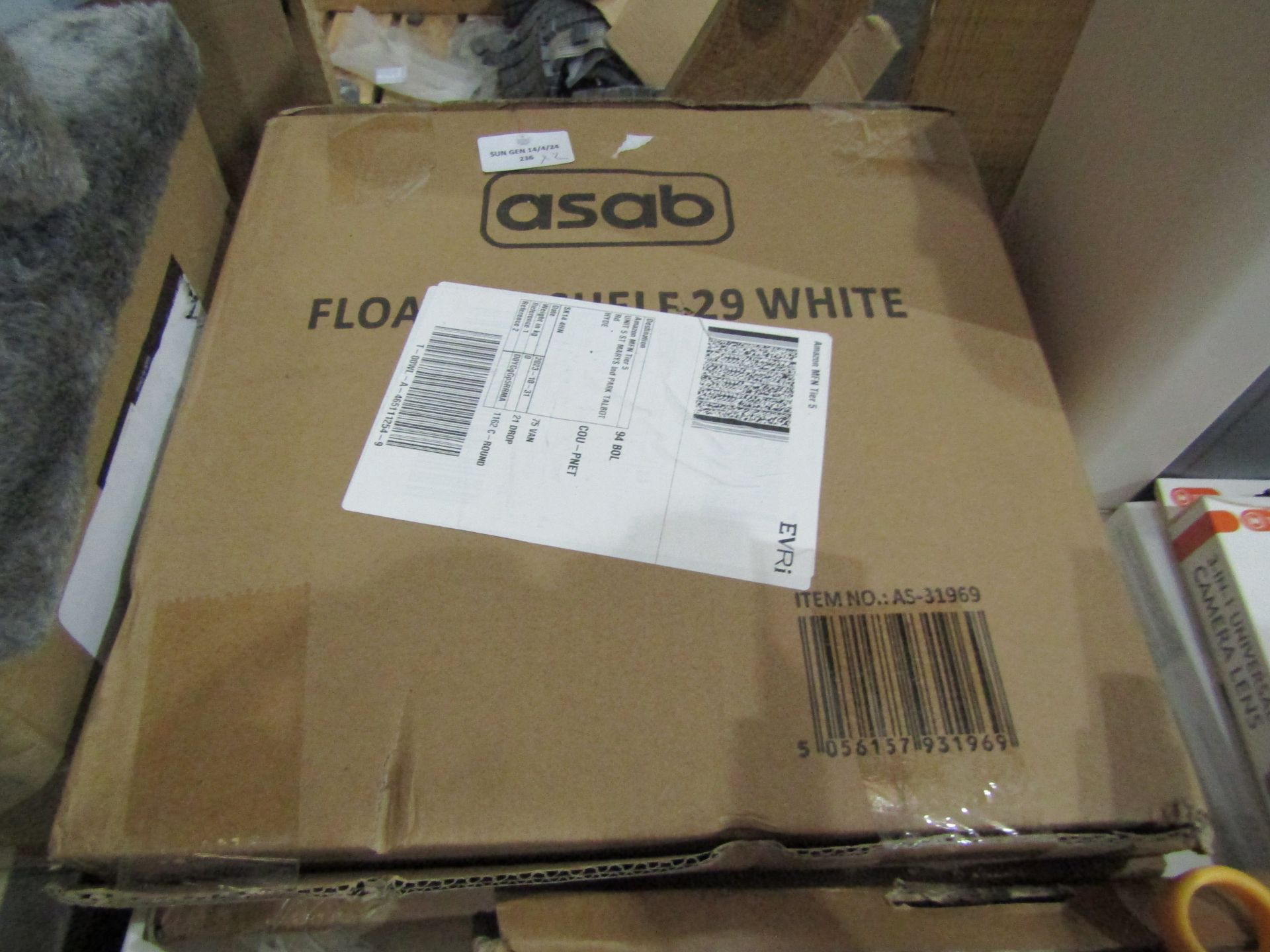 2x Asab Floating Shelf 29, White - Unchecked & Boxed.