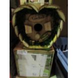 "Welcome Love Birds" Small Hanging Bird House - Good Condition & Boxed.