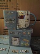 Box Of 6x Tea Time Challenge Mug & Puzzle, Unchecked & Boxed.