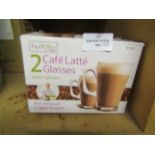 Fig & Olive 2x Café Latte Glasses, 240ml, Unchgecked & Boxed.