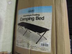 Asab Aluminium Folding Camping Bed, Size: 20.5 x 10 x 93cm - Unchecked & Boxed.