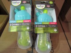 2x Brother Max 2 Drinks In 1 Bottle 12+ Months, Blue - New & Packaged.