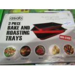 Asab 3-Piece Bake & Roasting Trays - Unchecked & Boxed.