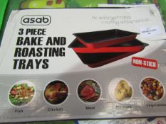 Asab 3-Piece Bake & Roasting Trays - Unchecked & Boxed.