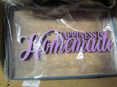 1x Box Of 12 Happiness Is Homemade Plaque, New & Boxed.