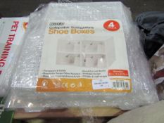 Asab Collapsible Transparent Shoe Boxes, 4Pack, Unchecked & Boxed.