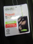 Asab Travel Trolley In Black/Green, Size: 52 x 34 x 18cm - Good Condition With Tag.