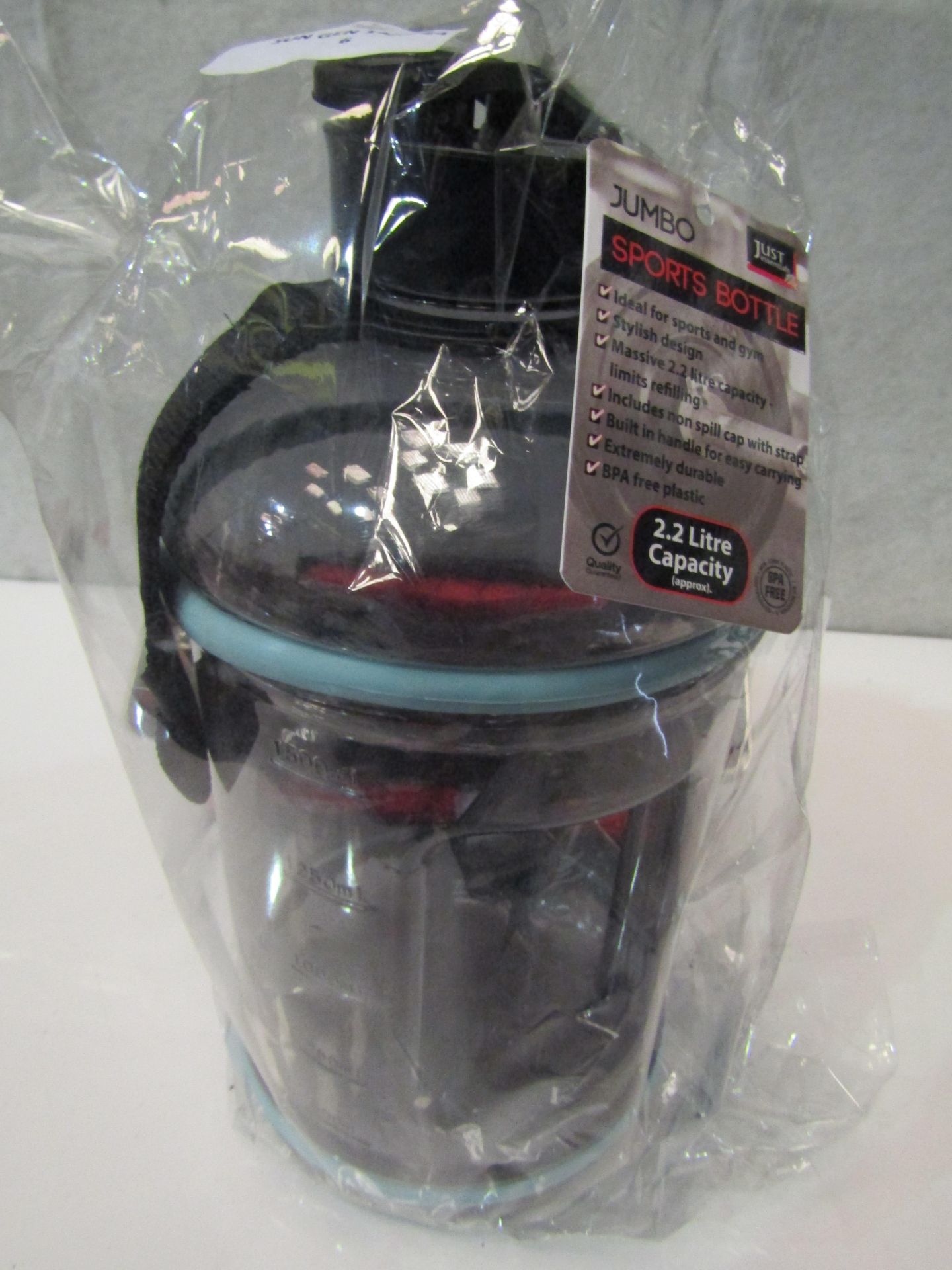 Just Essentials Jumbo 2.2L Sports Bottle - New & Packaged.