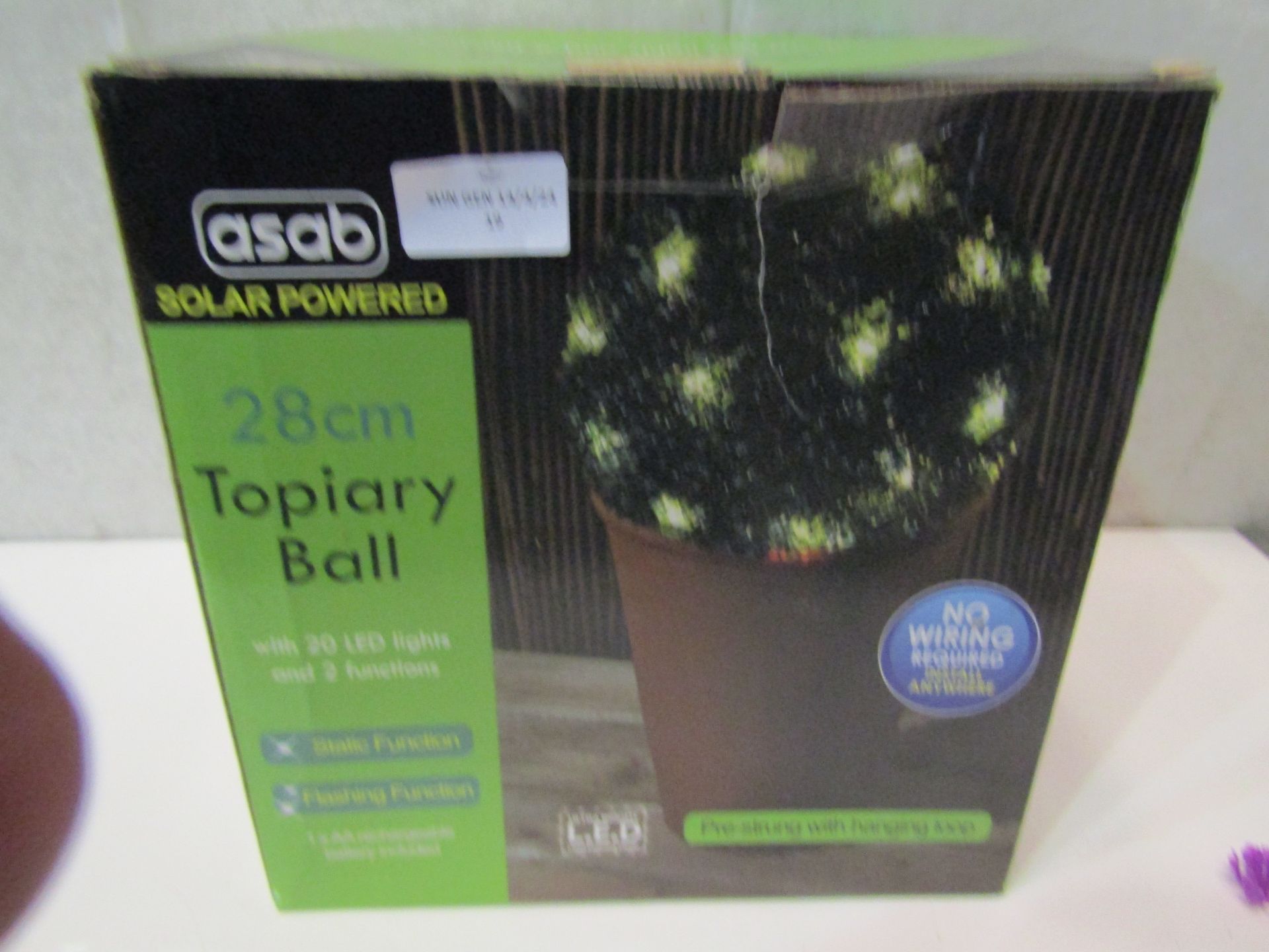 Asab Solar Powered 28cm Topiary Ball With Ultra Bright LED Lights - Unchecked & Boxed.
