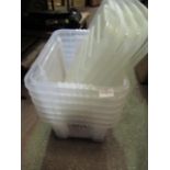 6x Crystal Clear Sorage Boxes With 5 Lids - Fairly Good Condition.