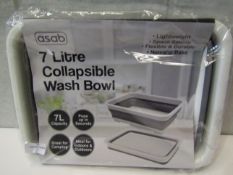 Asab 7L Collapsilbe Wash Bowl, White.Grey - Good Condition & Packaged.