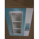3-Tier Bookcase In White, Size: W30 x D23.5 x H79.5cm - Unchecked & Boxed.