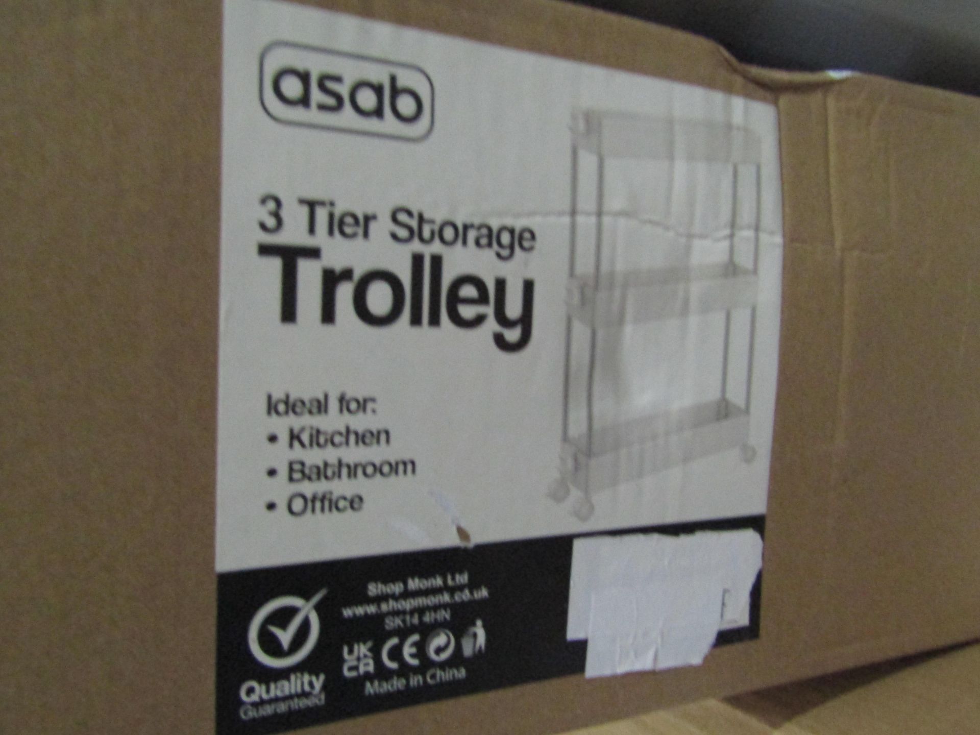 Asab 3-Tier Storage Trolley - Unchecked & Boxed.