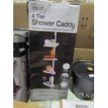 Asab 4-Tier Adjustable Telescopic Bathroom Corner Shelf Caddy - Unchecked & Boxed.