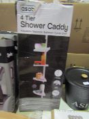 Asab 4-Tier Adjustable Telescopic Bathroom Corner Shelf Caddy - Unchecked & Boxed.