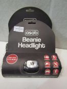 2x Asab Beanies With LED Headlights, Size: One Size - Good Condition & Packaged.