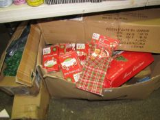 Box Of Approx 15x Christmas Items Being - Artifical Christmas Trees, Elf Swing Seat, Elf Sleeping