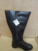 Ladies Knee High Heel Boots, Size Uk 4, Black, Unworn & Boxed. See Image.