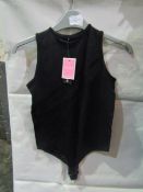 PrettyLittleThing Shape Black Stretch Seamless Sleevless Bodysuit, Size: S - Good Condition With