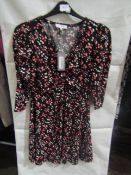Principles Printed Crinkle Ruched Front Dress Blush, Size: 10 - Good Condition.