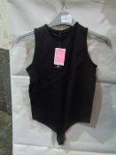 PrettyLittleThing Shape Black Stretch Seamless Sleevless Bodysuit, Size: S - Good Condition With